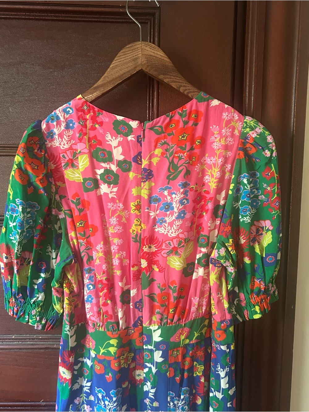 Boden Liv Pleat Midi Dress Wild Poppy Floral Botanical Print Puff Sleeve Size 6 - Picture 10 of 10